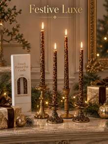 2/4 buah Lilin Panjang Tirus Motif Leopard Vintage, Lilin Panjang Tirus Motif Leopard, 0,86*9,84 Inci, Cocok Untuk Dekorasi Rumah, Makan Malam Romantis, Hiasan Meja, Penciptaan Suasana, dan Hadiah Suvenir - A - View 8