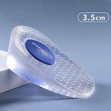 QKC 1 Pair 1.5/2.5/3.5cm Soft Silicone Insole Cushion, Shock Absorbing Self-Adhesive Invisible Height Increase Insole For Casual Shoes - Clear - View 7