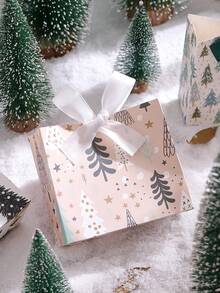 10pcs Christmas Gift Boxes, Christmas Tree Gift Boxes With Ribbons, Christmas Party Favor Supplies - View 9