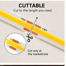 5.0m Flexible Uniform COB LED Light Strip - Equipped With 501 Button Switch And Adhesive Backing, Self-Adhesive Backplate For Easy Installation, Suitable For Cabinets, Home Decor, Halloween DIY Lighting And Office Decoration - Multicolor - View 6