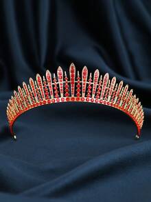 Luxury Silver Rhinestone Spike Tiara Crown Bridal Wedding Queen Headpiece For Women Prom Party Halloween Cosplay Carnival - Multicolor - View 13