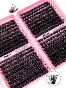 MEM 612/640/570/300pcs D-Curl Cluster False Eyelashes, 30D-150D Dense Segmented False Eyelashes, DIY Eyelash Extension Kit With Makeup Tools And 2 Brushes, Suitable For Beginners, Halloween, Christmas - Black - View 4