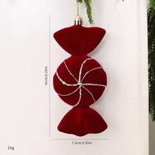 Christmas Candy Cane Hanging Ornament, Christmas Tree Decoration, Window Display, Nordic Red Flocked Candy Pendant - Multicolor - View 20