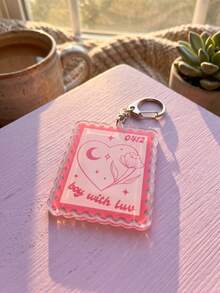 1pc/8pcs Bangtang K-Pop Music Stamp Pattern Keychain, Acrylic Rectangular Wavy Edge Metal Buckle Functional Bag Charm Decorative Pendant, Suitable For Fan Meetings, Concerts, Birthday Gifts, Back To School, Campus Daily, Travel And All Seasons - Multicolor - View 8