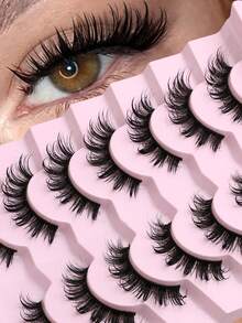 Comfortable Cat Eye False Eyelashes, Made Of Soft And Fluffy Faux Mink Fiber, Natural Full Design, Suitable For Various Eye Shapes, Reusable, Perfect For Parties And All Occasions - Black - View 8