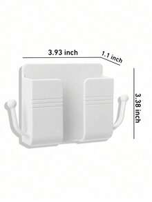 2pcs No-Drill Wall-Mounted Phone Storage Rack, Bedside Wall Phone Charging Holder With Hook And Remote Control Storage Shelf - White - View 8