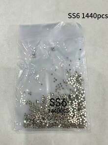 SS6 1440Pcs Bulk Flat Back Rhinestones, Loose Transparent Rhinestones, White Craft Gemstones, Glass Rhinestones, Stones, Silver Rhinestones For Clothes/Strollers/Shoes/Cups/Parties/Makeup DIY - White - View 5