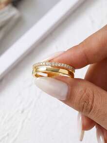 1 buah Cincin Moissanite, Cincin Berlian Bertabur Penuh Satu Lapisan Berongga Unik, Cocok untuk Pesta dan Pemakaian Sehari-hari Wanita - Cincin moissanite berlian penuh satu lapis berongga - View 3