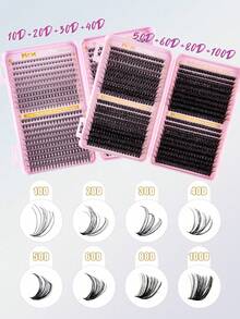 800/680/600/544pcs Bulu Mata Palsu Cluster D-Curl, Kepadatan Campuran 10D-100D, Bulu Mata DIY Tahan Lama, Cocok Untuk Pemula, Dapat Digunakan Untuk Cosplay, Pernikahan, Pesta Malam, Riasan Panggung - D - View 4