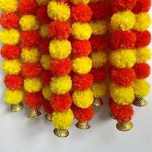 4/2/1件 4.92英尺 人造萬壽菊花環 橘色人造花，亡靈節掛飾，適用於排燈節裝飾、傳統裝飾、萬壽菊花環裝飾、居家排燈節裝飾、萬聖節裝飾 - 橘色 - 查看 12