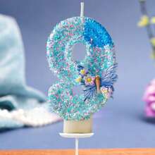 Glitter Number Birthday Candle 0‑9, Blue Shimmer Digital Candle With 3D Butterfly Ornament, Cake Topper Decoration For Kids Birthday Party - View 11