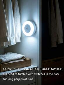 3pcs/1pc Dimmable LED Touch Night Light - Soft Warm White And Daylight Adjustable Brightness, Suitable For Bedroom, Hallway, Bathroom, Living Room, Closet, Cabinet And Other Places Decorative Lighting - Compact Design, Easy Installation, USB Rechargeable Portable Cabinet Light/Wall Lamp - White - View 11