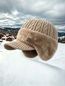 1pc Autumn/Winter Knitted Beanie Hat With Brim, Unisex Ear-Flap Warm Woolen Cap, Fashionable Versatile Pullover Hat For Daily Wear And Travel - Multicolor - View 10