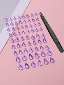 1Set, Aesthetic Stickers, Teardrop Rhinestone Decorative Stickers, Glossy Gem Surface, Self Adhesive, Transparent Base, For Device Surface Decor, For Accessory Embellishment, Ins Style Ornament Stickers - Multi-color Teardrop Stickers - View 11