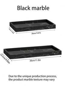 Black Marble Silicone Tray Set, Modern Bathroom Counter Organizer For Perfume, Skincare, Soap And Toiletries - Multicolor - View 9