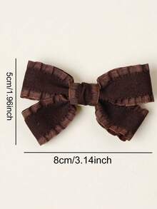 2 Pcs Brown Bow Hair Clips For Women Girls Cutecore Ruffle Ribbon Barrettes French Vintage Hairpins Hair Accessories - Brown - View 6