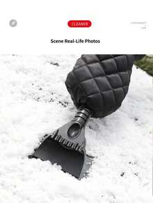 New Car Snow Scraper With Fleece Gloves, Telescopic Aluminum Alloy Ice And Frost Scraper Brush, Car Windshield Snow Brush - Snow Shovel + Gloves - View 11