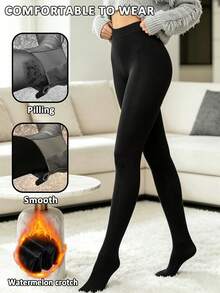 Women's Warm Thermal Lined Leggings, Winter High Waist Elastic Slim Fit Sexy Semi-Sheer Tights - Multicolor - View 1
