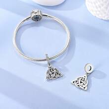 1 Pc Sliver Plated Exquisite Vintage Viking Witch Celtic Knot Charm Fit Bracelet For Diy Jewelry Making, Ideal Choice For Women Jewelry Gift - Silver - View 3