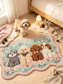 1pc Cartoon Puppy Wavy Edge Doormat, Christmas Gift, Welcome Mat, Small Rug, Carpet, Floor Mat, Outdoor Doormat, Kitchen Rug, Home Decor, Front Door Mat, Area Rug, Outdoor Mat - Multicolor - View 3