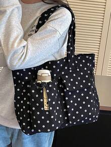 Minimalist Large Capacity Multi-Pocket Tote Bag Shoulder Bag Water Bottle Bag Suitable For Travel, Shopping, Vacation, Can Hold Laptop, Textbooks, Clothes - Black - View 4