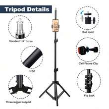This 10-Inch Square LED Light, With An Adjustable Tripod (15.7 To 43.3 Inches In Length), Features 38 Color Modes And Is A Multi-Functional Fill Light For Selfies, Makeup, And Live Streaming. It Also Includes A Phone Holder. - A - View 4
