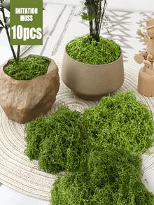 10pcs, Realistic Artificial Moss For DIY Indoor/Outdoor Decoration, Coverage Area 24*24cm, For Glass Containers, Aquariums, Flower Pots, And Landscaping - Easy To Install, Low Maintenance, Durable Plastic Moss For Home Garden Decor - Multicolor - View 2