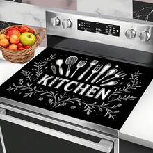 (Hot !!) 1pc 2D Tableware Pattern Flat Stove Protector Mat And Non-Slip Heat-Resistant Rubber Stove Cover Pad, Suitable For Induction Cooktop, Glass Cooktop And Multi-Functional Scratch-Resistant Mat, Also Best Choice For Oven, Washing Machine, Dryer And Kitchen Decor. - Multicolor - View 10