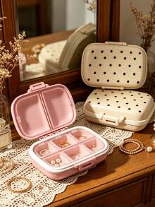 Travel Polka Dot Jewelry Storage Box/Pill Box, Portable Sealed Pill Case - With Polka Dot Pattern, Easily Fits In Pocket, Handbag And Wallet, 8-Compartment Pill Storage Box, Top Choice For Nurses Day Gift, Portable Medication Manager For Daily, Outdoor And Dorm Use, Multi-Functional Fabric First Aid Bag Designed For Health-Conscious Frequent Travelers, Suitable For Travel And Outdoor Activities - Multicolor - View 3
