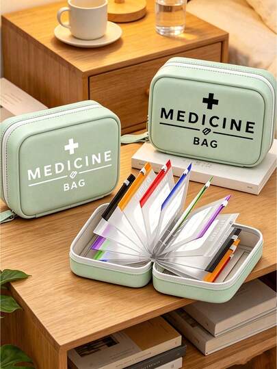 Juego de cajas de almacenamiento de pastillas, organizador de pastillas de gran capacidad para 7 días con 2 dosis por día, 14 compartimentos de colores, bolsa de almacenamiento de medicamentos reutilizable para viajes, adecuado para suplementos y artículos pequeños de uso diario, ideal para usuarios conscientes de la salud y en movimiento, accesorio médico esencial