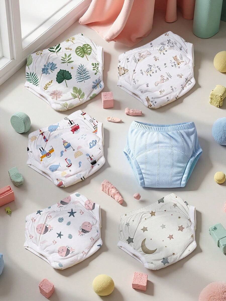 Infant Toddler Potty Training Underwear, Multi-Layer Absorbent Structure, Dry And Breathable, Elastic Waistband Leak-Proof, Suitable For 1-4 Years Old Baby Diaper Weaning, Washable Learning Underwear - Multicolor - View 1