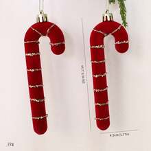 Christmas Candy Cane Hanging Ornament, Christmas Tree Decoration, Window Display, Nordic Red Flocked Candy Pendant - Multicolor - View 17