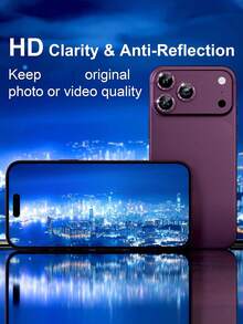 3入組 - 相容 iPhone 18 Pro/ 18 Pro Max 9H 鋼化玻璃超清晰亮面相機鏡頭保護貼，金屬單環裝飾配件，酒紅亮粉 - 酒紅色 - 查看 7
