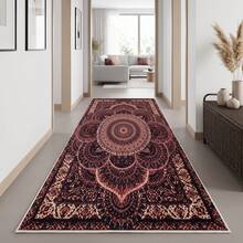 Washable Modern Minimalist Patterned Area Rug – Scandinavian Geometric Design, Contemporary Washable Carpet For Living Room, Bedroom & Home Decor - Rust Brown - View 4