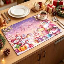 1pc Pink Christmas Snowman Pattern Dish Drying Mat, Coffee Machine Mat, Kitchen Dish Drainer Mat, Tabletop Protector, Suitable For Christmas Holiday Scenes, Used For Placing Drained Cups And Plates, Multi-Purpose Drying Mat, Home Gift, Tabletop Decor - XYLSD-1152 - View 6