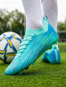 Sepatu Sepak Bola Luar Ruangan Tahan Lama, Sol Luar Berpaku Peredam Guncangan, Bagian Atas Sintetis Lembut dan Fleksibel, Stabilitas Lateral yang Baik untuk Sepak Bola - Mint Blue - View 7