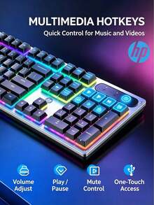 HP KM300F Wired Keyboard And Mouse Combo, Metal Panel, RGB Backlit, 26-Key Anti-Ghosting, Anti-Collision, For Desktop And Laptop Gaming And Office Use - View 5