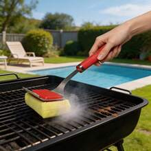 Red Sponge 304 Stainless Steel Bristle Free Grill Brush With Scraper Steam Clean For BBQ Cooking Grates - B - View 3