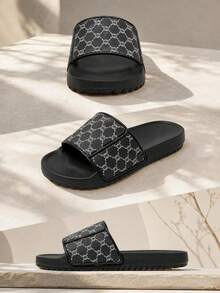 Outdoor Beach Slides Summer Men's Fashion Slippers Indoor Home Bathroom Shoes Comfortable Soft Flip Flops - Black - View 2