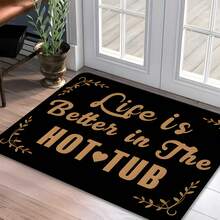 1pc Flannel Bathroom Runner, Hot Tub Door Mat For Better Living, Gold Leaf Vine Border Print, Novel Spa Quote Floor Mat, Absorbent Non-Slip Rubber Backing, Machine Washable Rectangular Area Rug, Bathroom Runner, Hot Tub Patio Rug, Hallway Runner, RV Camping Floor Mat, Housewarming Gift For Spa Lovers - Multicolor - View 9