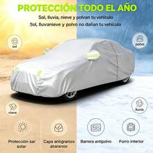 190T Silver Car Cover, Full Coverage For All Models, Waterproof, UV Protection, Heat Resistant, Dustproof, Reflective Silver Appearance For Vehicles - A - View 8