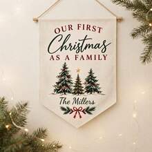 Christmas Garden Flag Family Name Home Yard Watercolor Tree Holiday Porch Decor Custom Christmas Flag - White - View 6