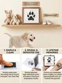 1 Set Inkless Touchless Pet Paw Print Kit, Suitable For Preserving Cat And Dog Paw Prints, Inkless Pet Paw Print Pad, Suitable For Newborn Hand And Footprint Keepsakes - one-size - View 4
