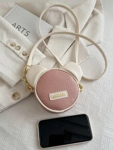 Children's Fashion Crossbody Bag, Cute, Gentle, Fresh, Minimalist Round Bag - Pink - View 8