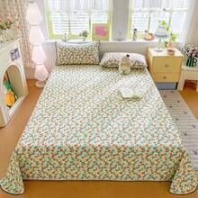 3-Piece Bed Sheet Set With Lace Trim, Botanical Print Design, Crochet Lace, British Country Style, Suitable For Single, Double, And Student Beds - Multicolor - View 8