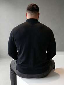 GRDR Men's Plus Size Mock Neck Long Sleeve Sweater, Autumn/Winter Essential, Casual Wear - Black - View 5