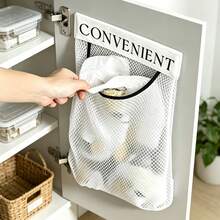 1/2pcs Kitchen Practical Mesh Storage Bag, Spacious Wall-Mounted Organizer Bag, Reusable Mesh Small Bag, Behind-Door Storage, Breathable Easy-To-Use Design, Tool Storage, Kitchen Trash Storage Bag, Trash Bag Organizer, Christmas, Halloween - Multicolor - View 1