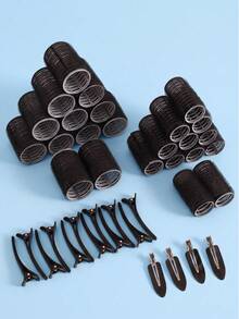 40pcs Self-Adhesive Hair Curlers, Heatless Curling Rollers, 6/12 Clips, Hair Salon Styling Curlers, Adhesive Hair Styling Tools - Multicolor - View 3