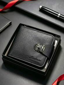 Business Men's Snap Closure Wallet, Gift Box Packaging, Large Capacity Multi-Card Slot Design, Suitable As Birthday Gift, Christmas Gift, Holiday Gift - Multicolor - View 1