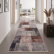 Washable Modern Minimalist Patterned Area Rug – Scandinavian Geometric Design, Contemporary Washable Carpet For Living Room, Bedroom & Home Decor - Coffee Brown - View 5